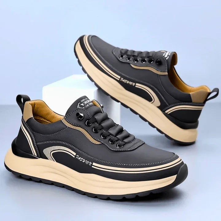 Rovelli black and beige men's sneakers with chunky sole on light background