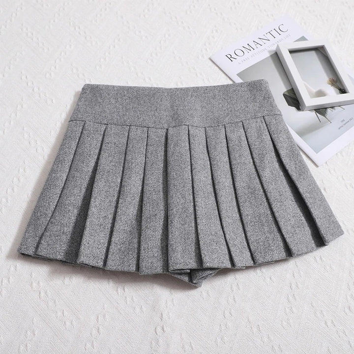 Wool Pleated Mini Skirt