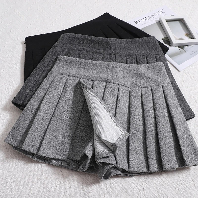 Wool Pleated Mini Skirt