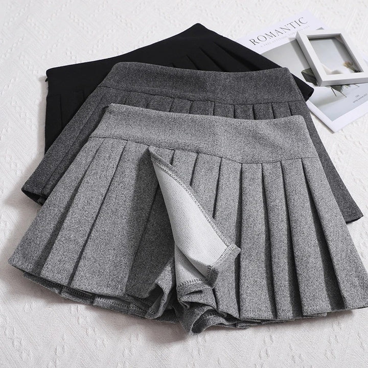 Wool Pleated Mini Skirt